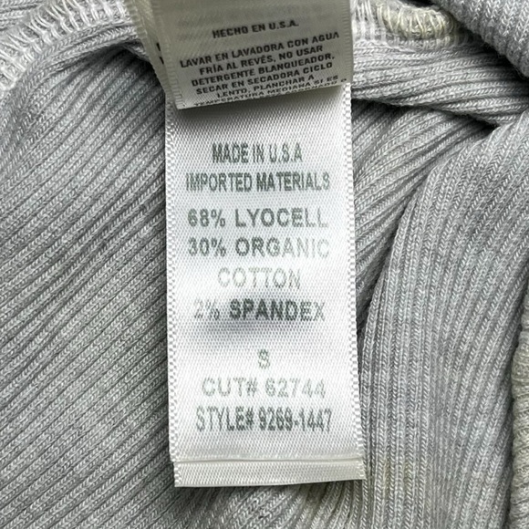 Citizens of Humanity Dasha Bodysuit Gray Rib Knit Cut Out Long Sleeve Size Small - Picture 10 of 11